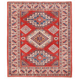 One-of-a-Kind Kazak Hand-Knotted Red/Beige/Blue 4'11" x 5'11" Wool Area Rug