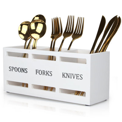 Porte-ustensiles de cuisine en bois pour couverts
