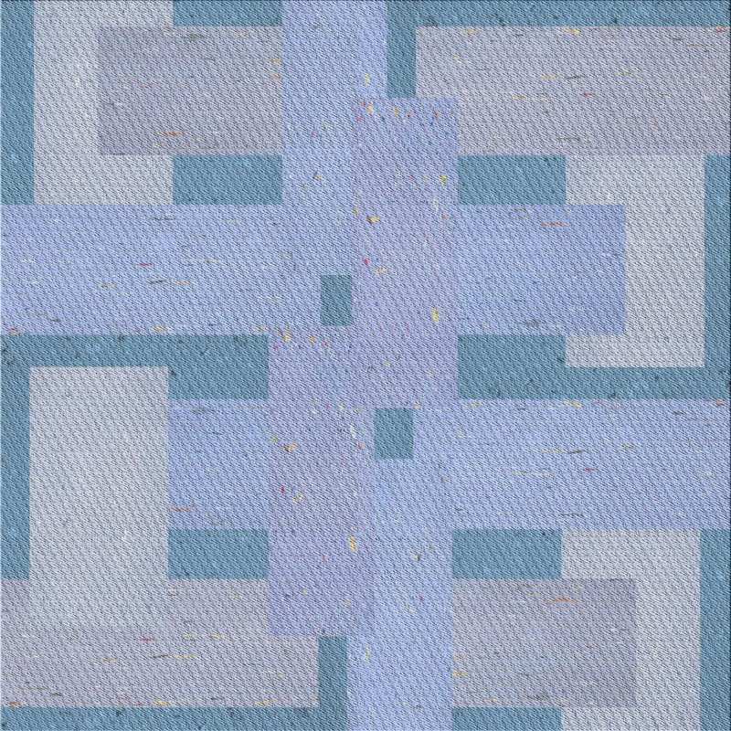 Tapis bleu tissé à la machine, Carré 8 pi
