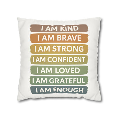 I Am Affirmation Pillow Cover Positive Quote Throw Pillow for Kids Boho Motivational Decor