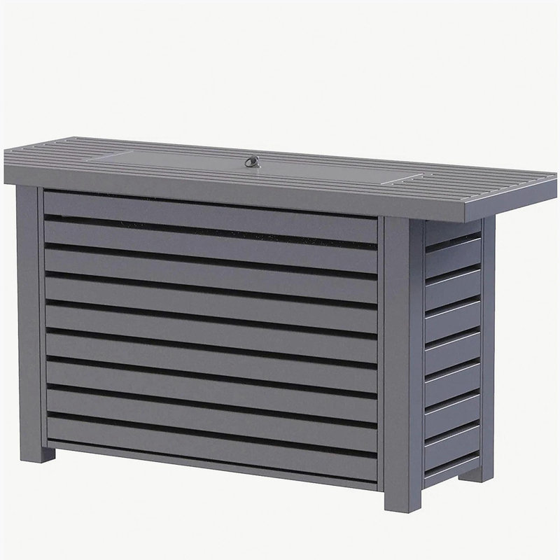 Steel Propane/Natural Gas Outdoor Fire Pit Table with Lid, Gray