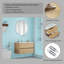 Meuble-lavabo mural 32 po avec deux tiroirs, système de fermeture en douceur, lavabo en céramique, conception sans poignée, bois massif, facile à installer, le robinet n'est pas inclus, naturel-1586710933