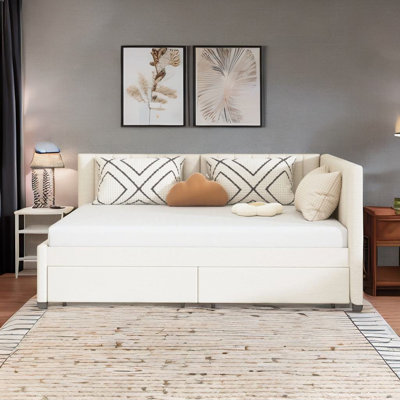 Full Size Upholstered Daybed(beige)