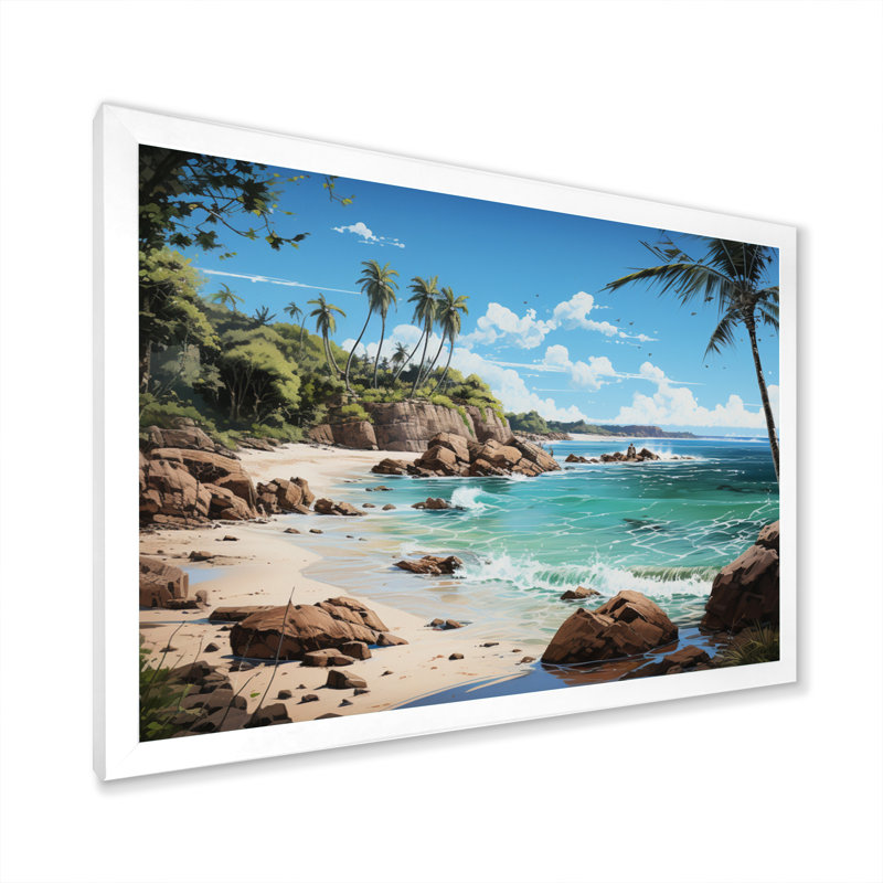 «Allea Beach Tropical Paradise II», reproduction sur toile, H 30 po x l 40 po x P 1,5 po, Cadre simple blanc