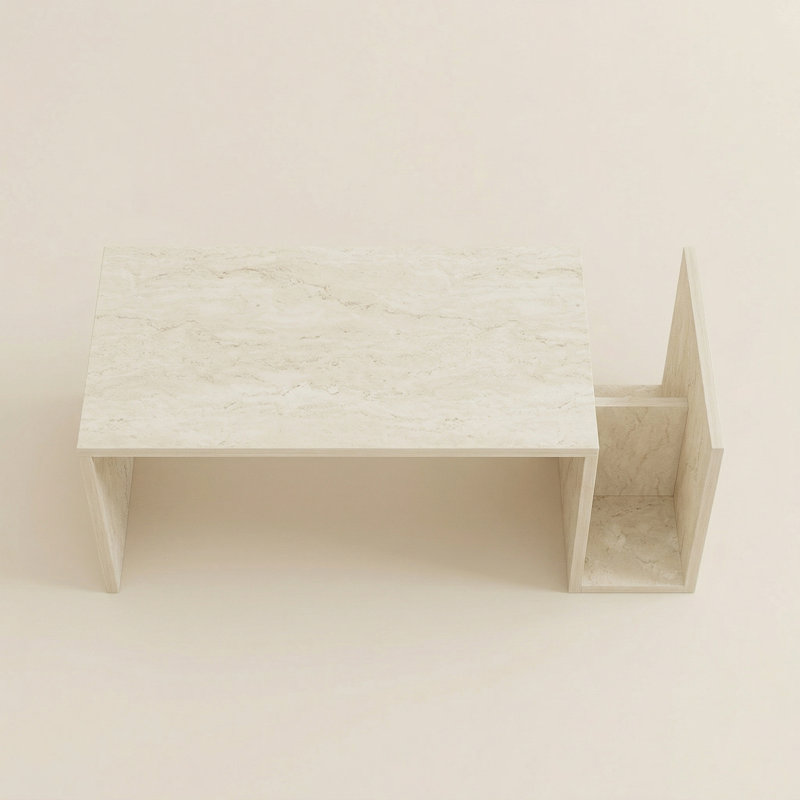 Evren Asymmetrical Coffee Table, Travertine