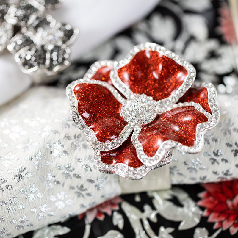 Crystal Flower Napkin Ring, Blue