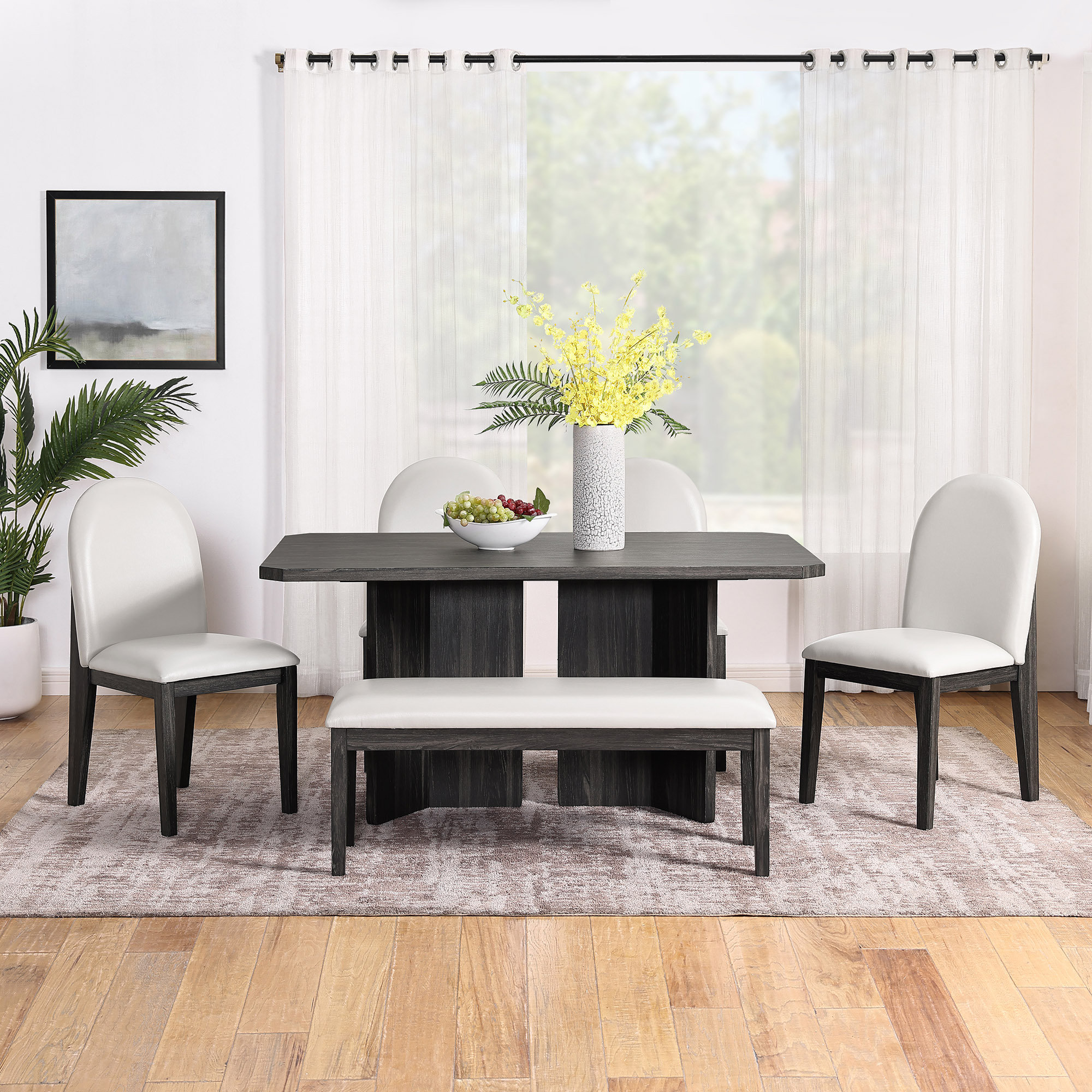 Latitude Run® 6 - Piece Double Pedestal Dining Set with Bench - Wayfair ...