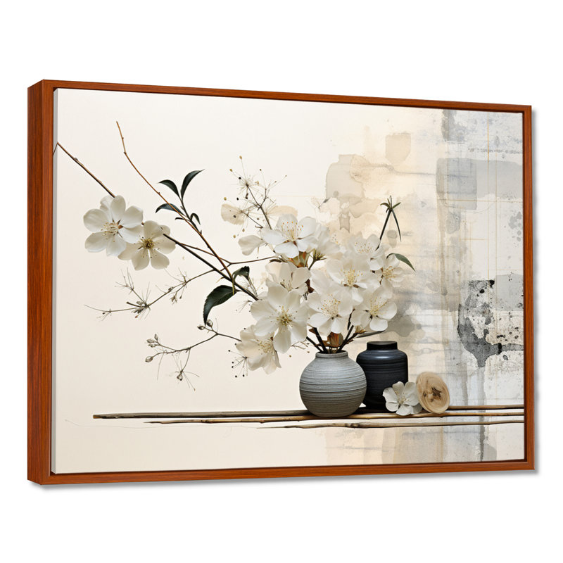 «Asian Art Sumie Zen II», reproduction d'art sur toile asiatique, H 24 po x l 32 po, Reproduction avec cadre flottant