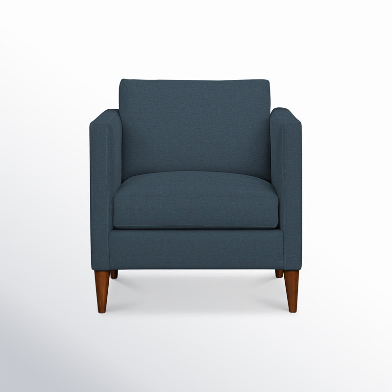 Clifford Upholstered Custom Armchair, Zuma Navy Textured Linen