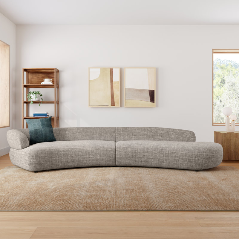 Gray Curved Two-Piece Polyester Blend Sectional Sofa