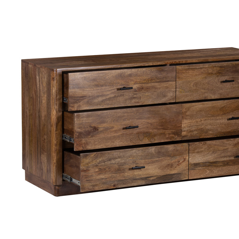 Commode 6 tiroirs Tao, bois de manguier, finition noyer, 60 po