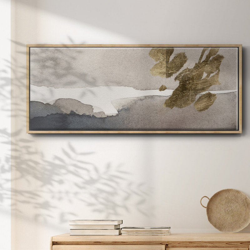 Aquarelle avec or II - toile encadrée, H 20 po x l 50 po