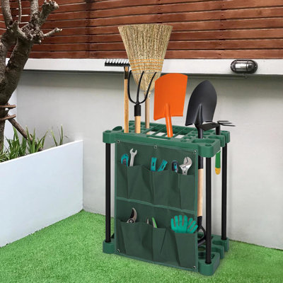 Rectangular Garage Garden Tool Holder Organizer Rack - Holds Up To 40 Tools | Storage Slots For Spades, Shovels, Brooms, Rakes | Durable & Space-Saving Design