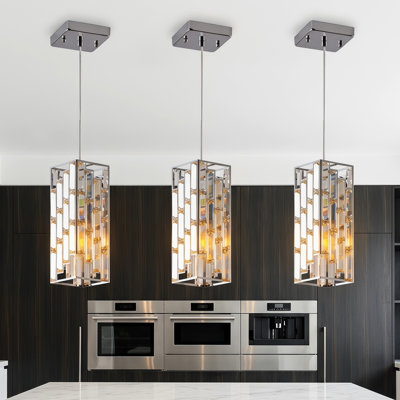 Ensemble de 3 luminaires suspendus modernes en cristal doré de 30 cm, mini luminaires réglables pour îlot de cuisine