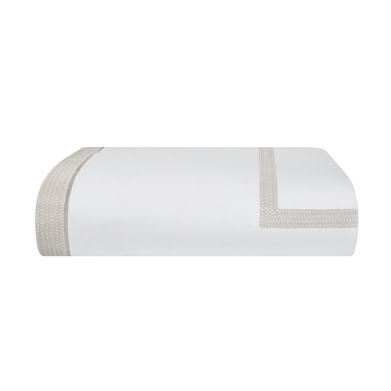 Windsor 100% Cotton Sateen Duvet Cover, white/ latte, Full / Double
