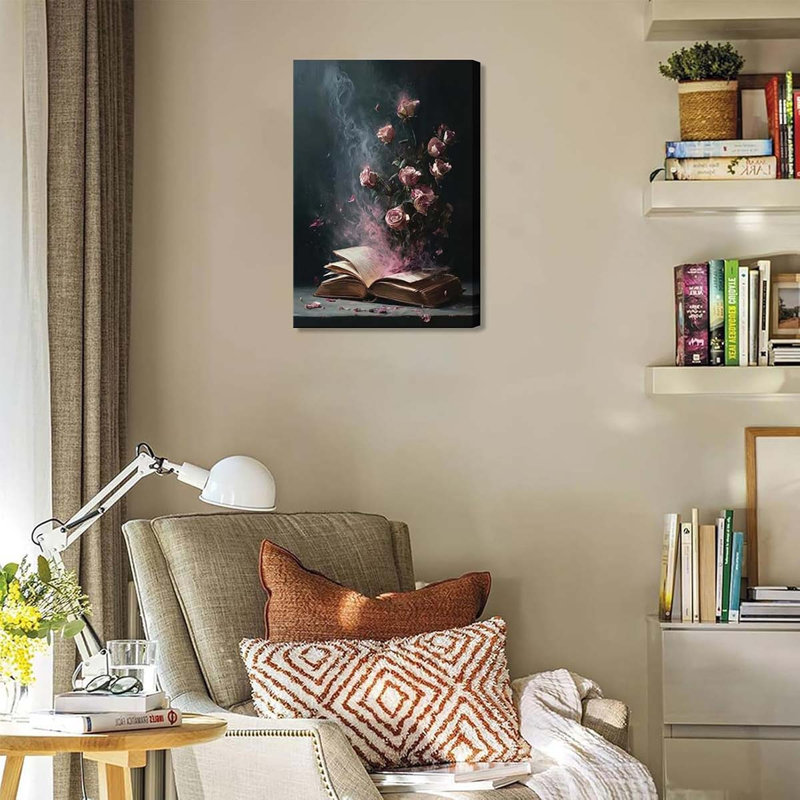 Dark Moody Canvas Wall Art Victorian Bookish Wall Decor Prints Dark Academia Magic Book Painting., 60 cm H x 40 cm W