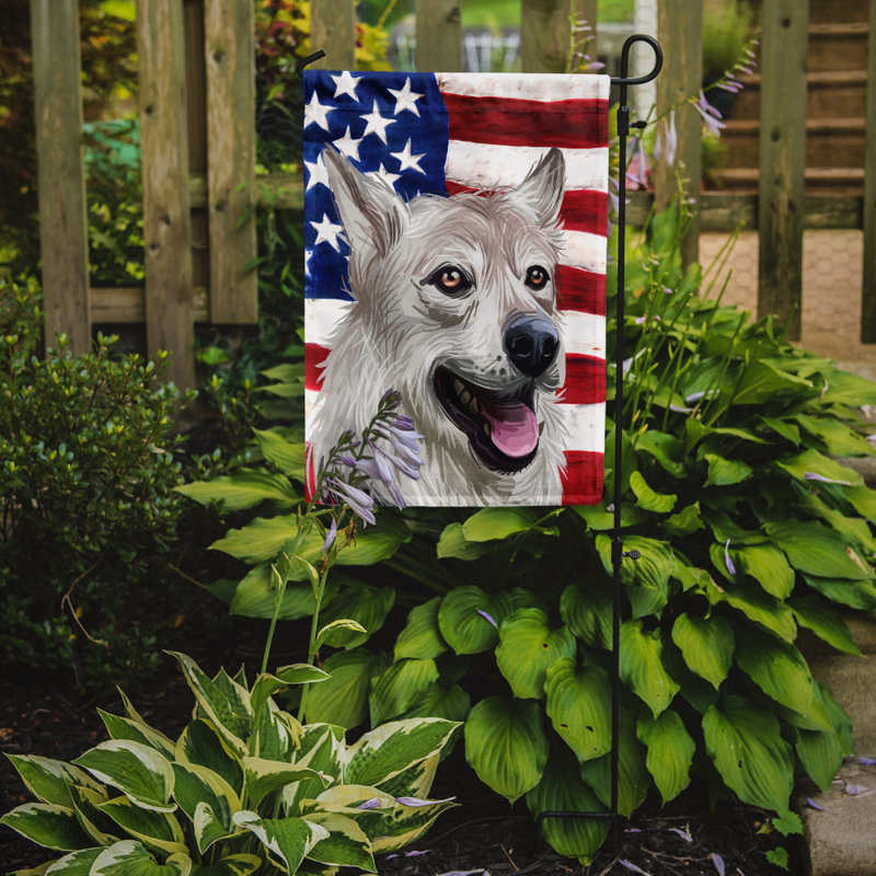 Polyester à 2 côtés 15 x 11 po drapeau de jardin, Laïka de Sibérie occidentale