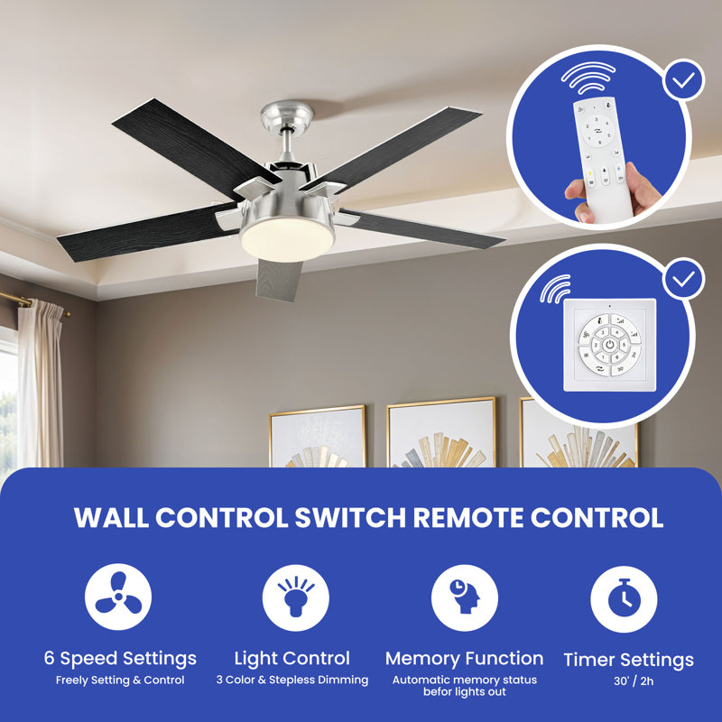 Ventilateur de plafond 52 po avec lumières DEL Lafay