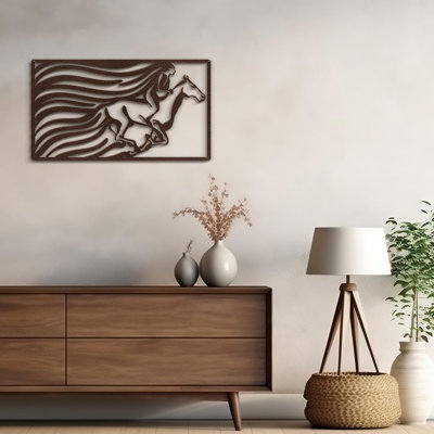 Décoration murale en métal Un homme chevauchant un cheval, décoration murale abstraite moderne minimaliste