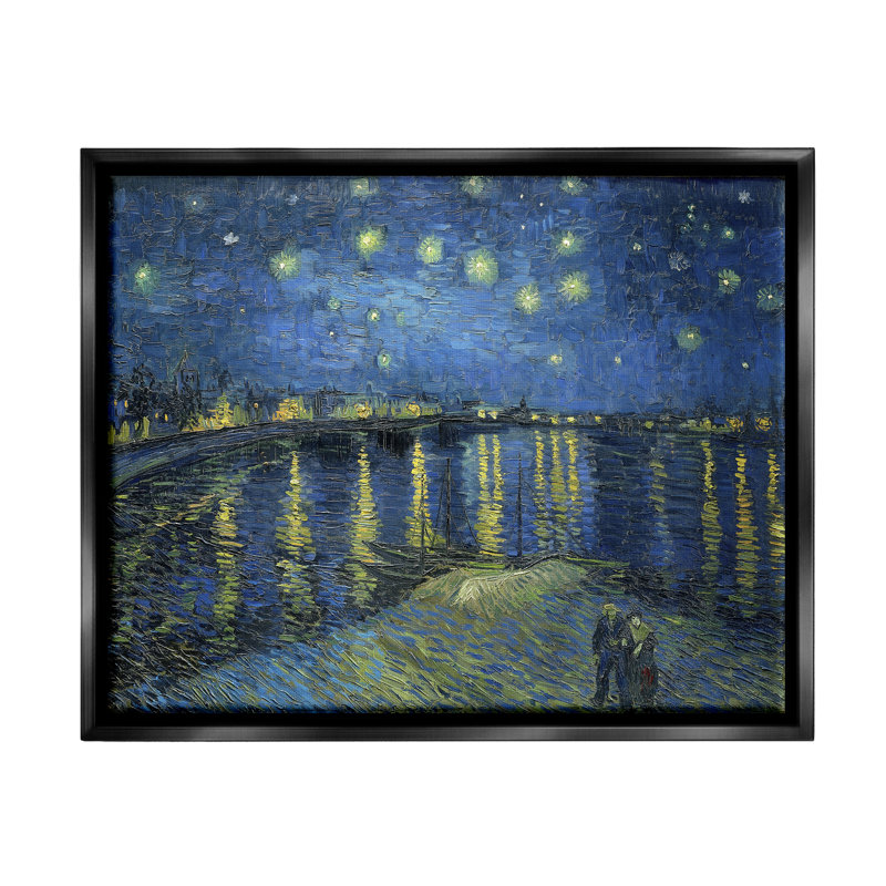 «Starry Night over Rhone Classic» par Vincent Van Gogh - Peinture, H 25 po x l 31 po x P 1,7 po, Cadre flottant noir de jais