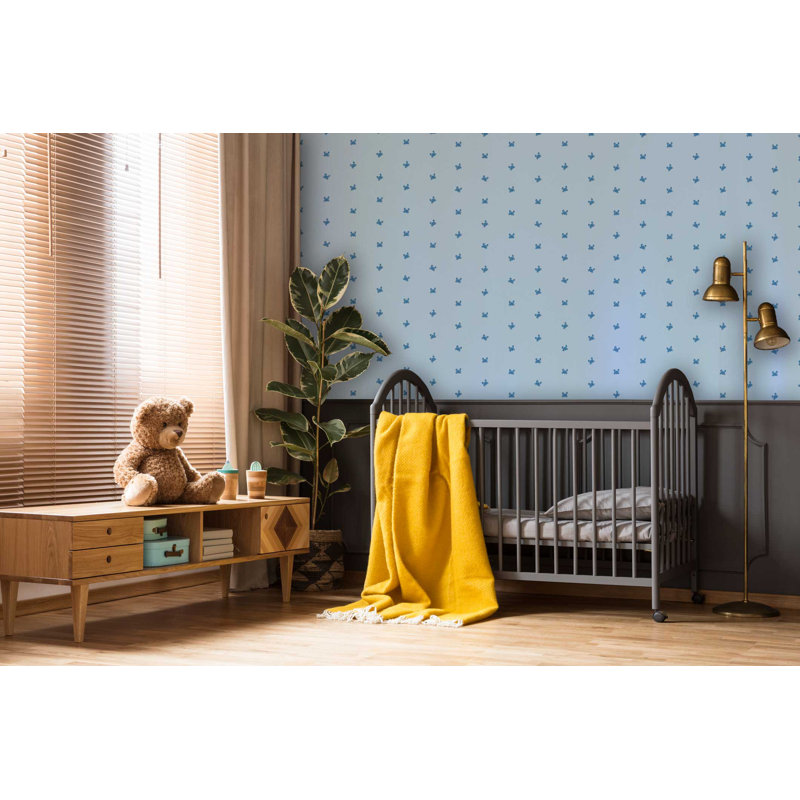 Flying Crabs 33' L x 20.5" W  Wallpaper Roll, Blue