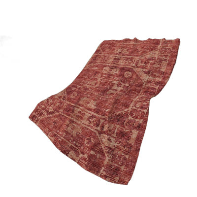 Jeté 50 "x 70" en polyester damassé rouge et marron