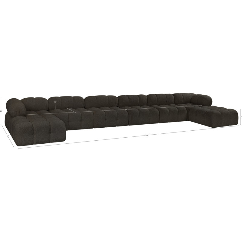 Canapé modulaire rembourré 204 po Ames, Tissu brun bouclé