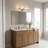 Sophisticated Three-Light Ribbed Glass Bath Vanity Light-122467653
