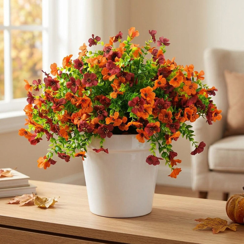 Ensemble de 2 tiges de marguerites artificielles d'automne orange et marron