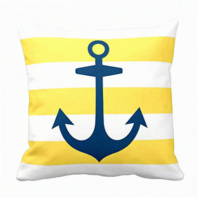 Nautical Anchor Decorative Pillowcase - Modern Home Decor Square Throw Pillow Cover with Accents