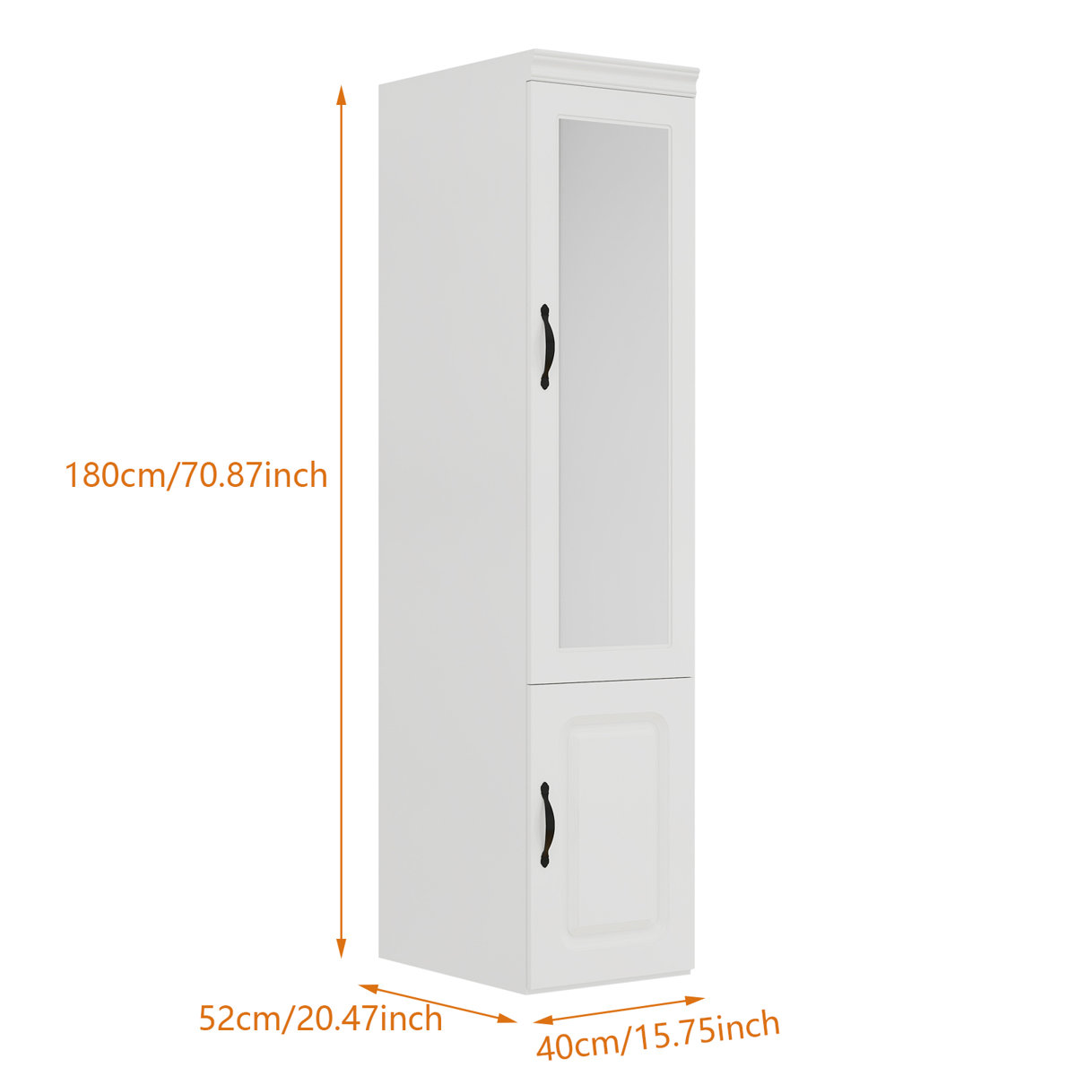 Winston Porter Freestanding Wardrobe Armoire with Mirror, Modern White ...