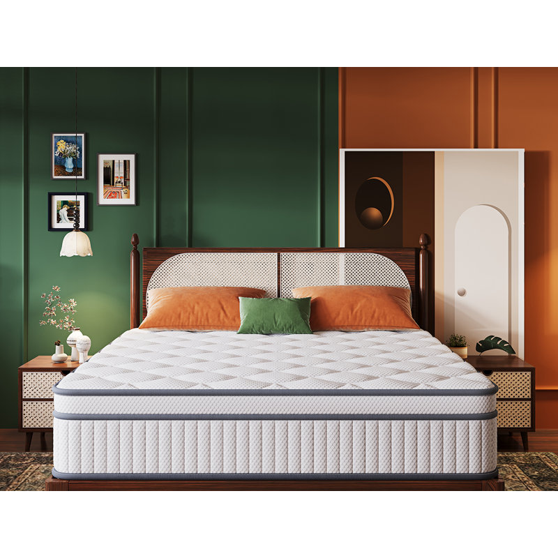Matelas pleine grandeur de 35,5 cm (14 po), ressorts ensachés hybrides de fermeté moyenne et mousse à mémoire de forme à gel rafraîchissant, livré dans une boîte, certifié CertiPUR-US