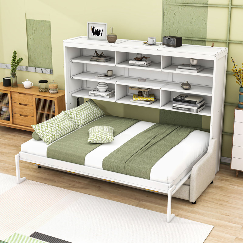 Lit escamotable avec canapé escamotable et tablettes DEL Murphy, Grand