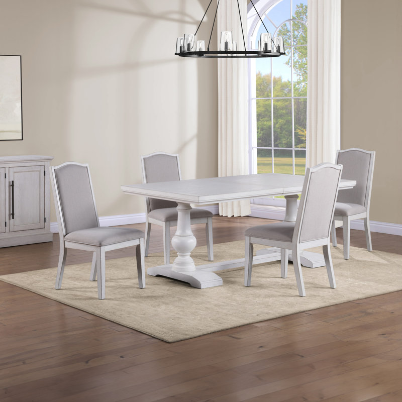 Trestle Dining Set, 5 Pieces: Table, 4 Chairs