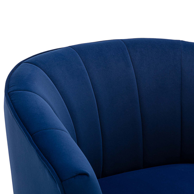 Efthemia Velvet Barrel Chair, Navy Velvet