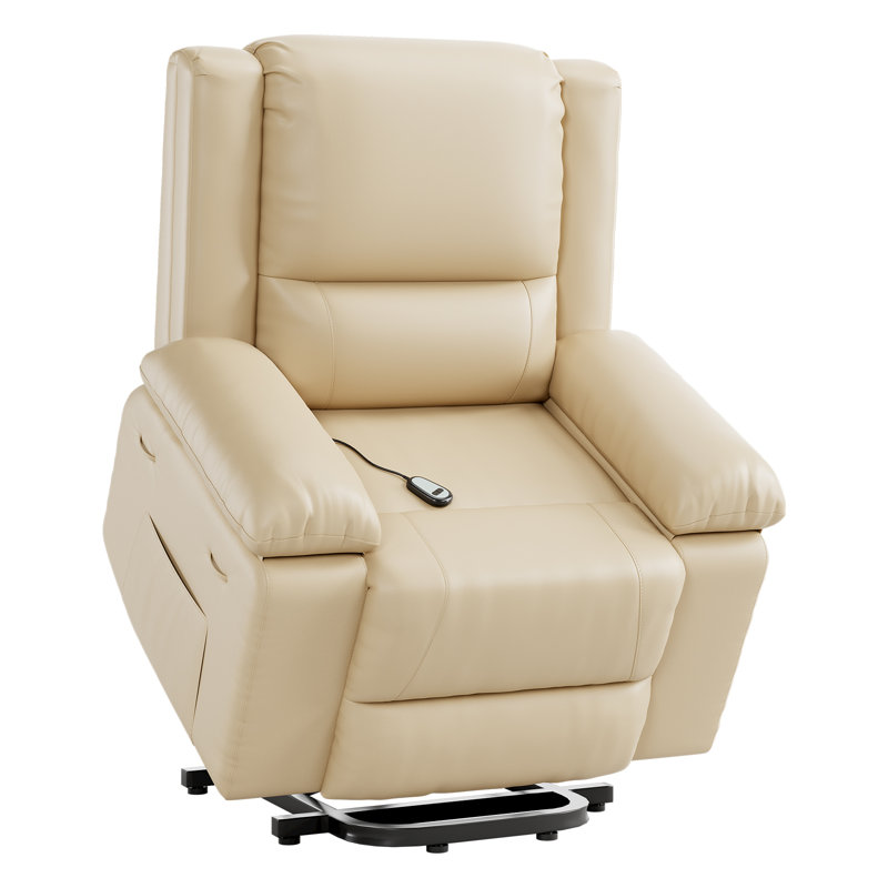 Fauteuil inclinable électrique avec massage et chaleur, télécommande et poche latérale, Beige