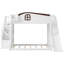 Lit simple superposé au dessus d'un lit double avec escalier de rangement, glissade, tablette et garde-robe, blanc et espresso-1289062556