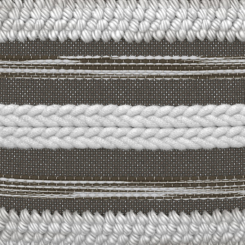 Sommer 18"W Handcrafted Cotton Square Pouf, Natural/Taupe Grey Cotton/Polystyrene Filling