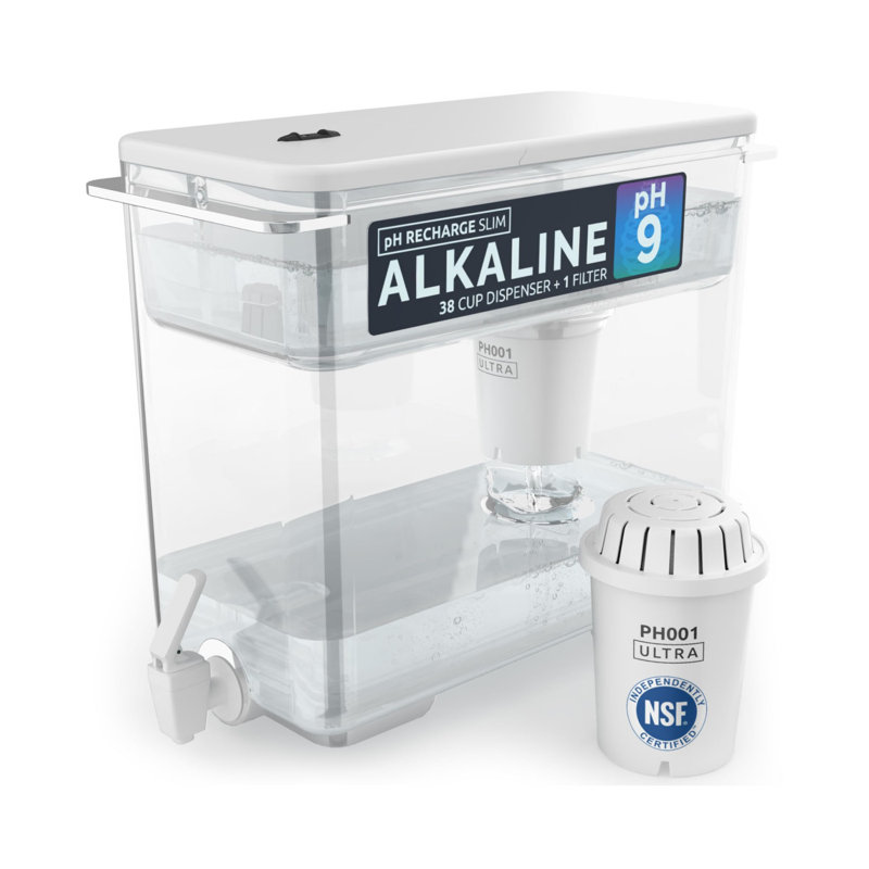 Compact Water Filter Pitcher – 38-Cup Capacity NSF-Certified Alkaline Filter, BPA-Free Water Filter Dispenser For Fridge, Long-Lasting 95-Gallon Filter Reduces Chlorine And Lead