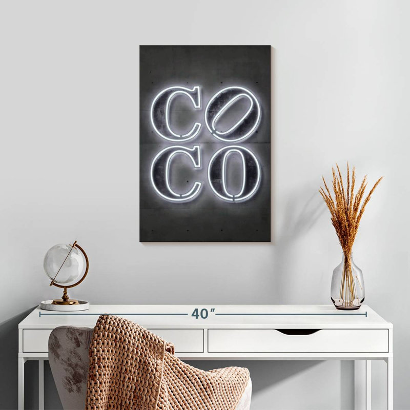 Enseigne néon coco, H 24 po x l 16 po