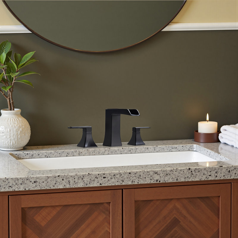 Widespread Faucet 2-handle Bathroom Faucet With Drain Assembly, Matte Black