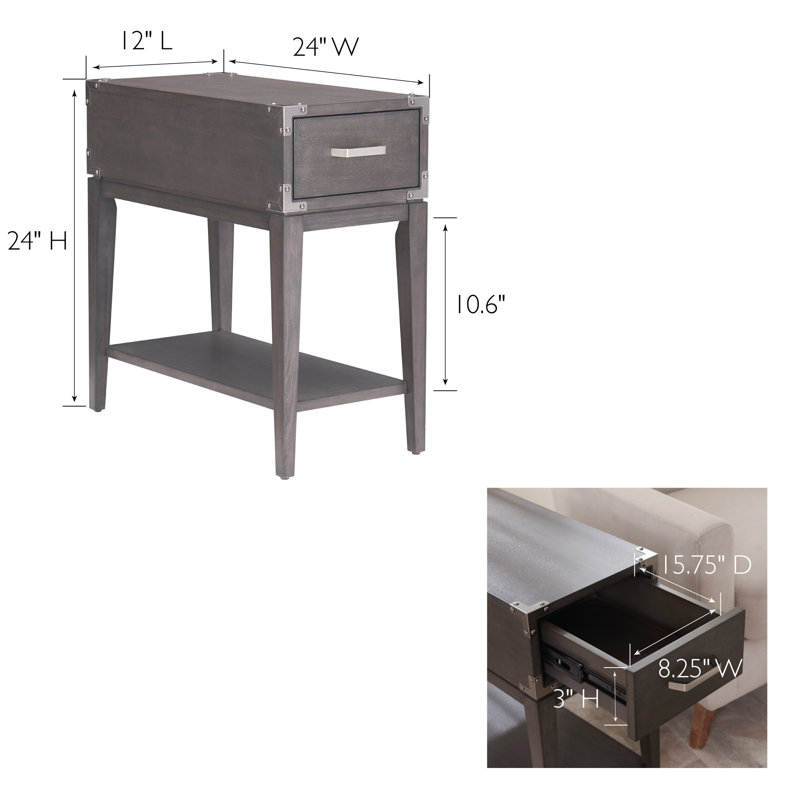 Beckett Solid + Manufactured Wood Side Table in Anthracite