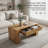 Rustic Farmhouse Rectangle Coffee Table with Hidden Storage Drawer, Solid Wood Center Table
