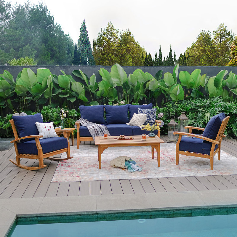 Caterina 5 - Person Teak Outdoor Conversation Set With Cushions