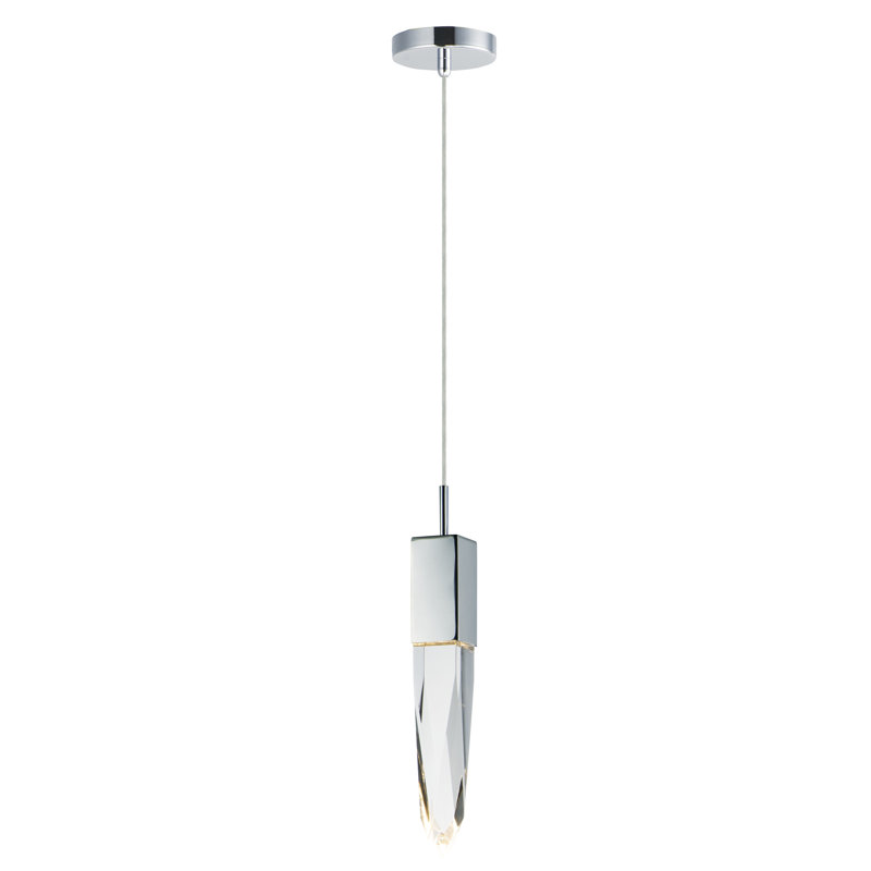Streicher 1 - Light Polished Chrome LED Unique/Statement Pendant, 17.25" H x 4.75"W x 4.75" D