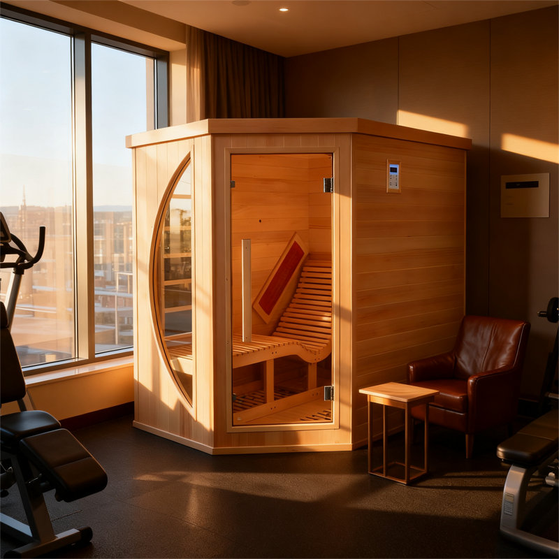 1-Person Far Infrared Indoor Sauna, Red Cedar Wood Sauna Room With Built-In Recliner