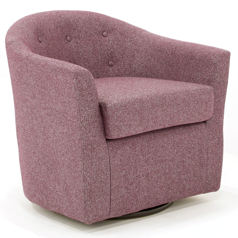 Fauteuil demi-tonneau pivotant en polyester capitonné de 82,55 cm de large Antai, Prune