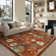 Floral Machine Washable Rug with Non Slip TPR Backing, Non Shedding Soft Low Pile Rug for Living Room Bedroom Nursery