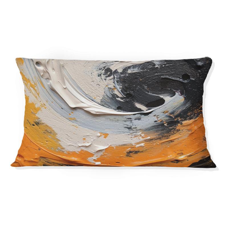 Coussin orange et noir Mystic Spirals II - Abstract Spirals