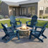 4-Person Folding Adirondack Chair Set – Hdpe All-Weather Outdoor Patio Seating With Dual Cup Holders